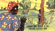 Some vintage black stereotypes presented on vintage linen fold-out postcards:
