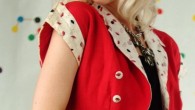 In Case It’s Raining Men… Hallelujah, Weather Girls, here’s a red retro bolero with umbrellas!
