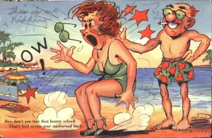 vintage sunburn slap postcard