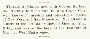 Music Trade Review 1906 bessie clay and truman a glaser