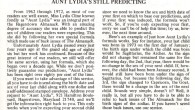 Aunt Lydia’s Baby Gender Prediction Method I found the following gem in the 1977 J. Gruber’s Hagers-Town, Town and Country Almanack, along with the usually almanac-ery, household tips, and a few grand ads (that I’ll be...