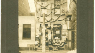 Signs Of The Times: 1890s An incredible antique cabinet card (from bondman2 @ eBay) showing a home decorated for newlyweds. Note the old paper lanterns and the plethora of handmade signs — most of which...