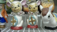 Victorious porcelain lambs of God spotted at a local antique mall.