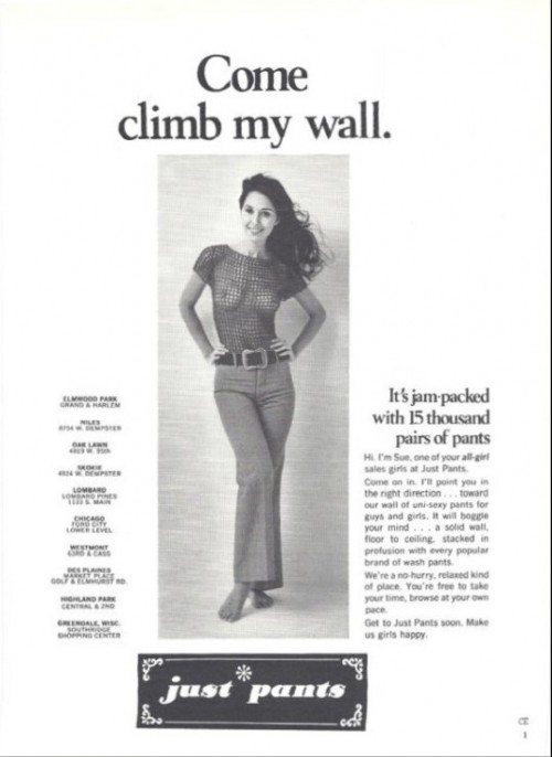 climb my wall 1970 Just Pants Fashion Vintage ad