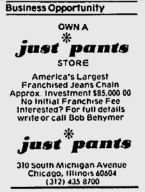 own a just pants store ad