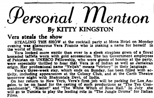 vera francis kingston jamaica gleaner 3-17-1955