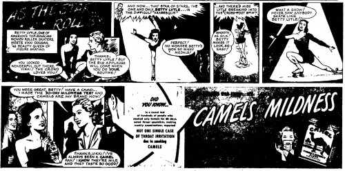 1949 vikki dougan skater comic ad for camels cigs