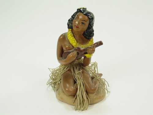 Vintage 1940's Chalkware Nude Hula Girl Hawaiian Figurine Rat Rod Hawaiana Surf