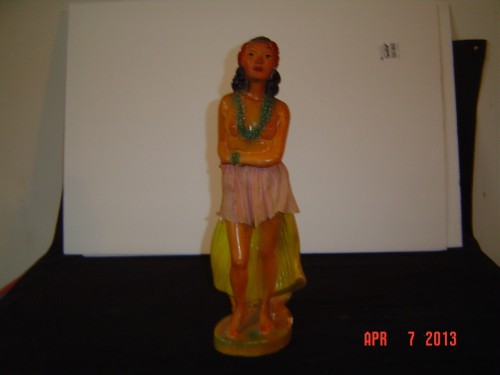 Vintage 1950 Chalk ware Nude Hula Girl 16 inch Tall CANON ART STATUARY