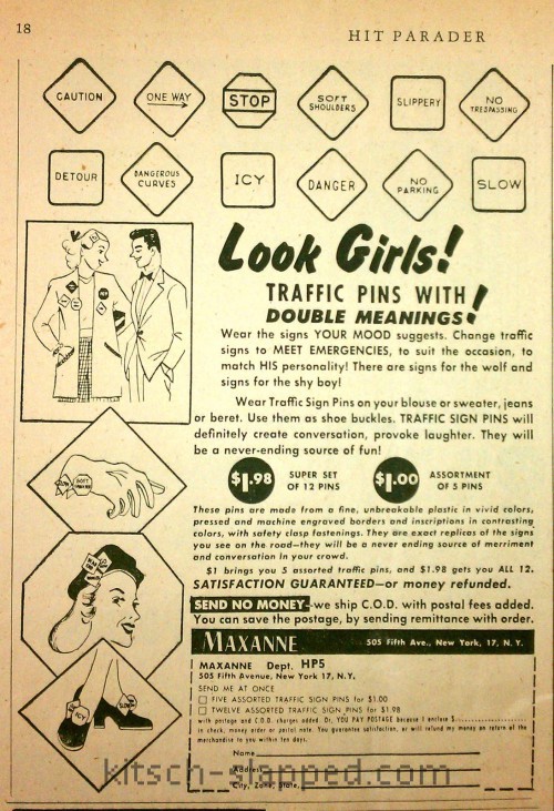 vintage traffic pins ad