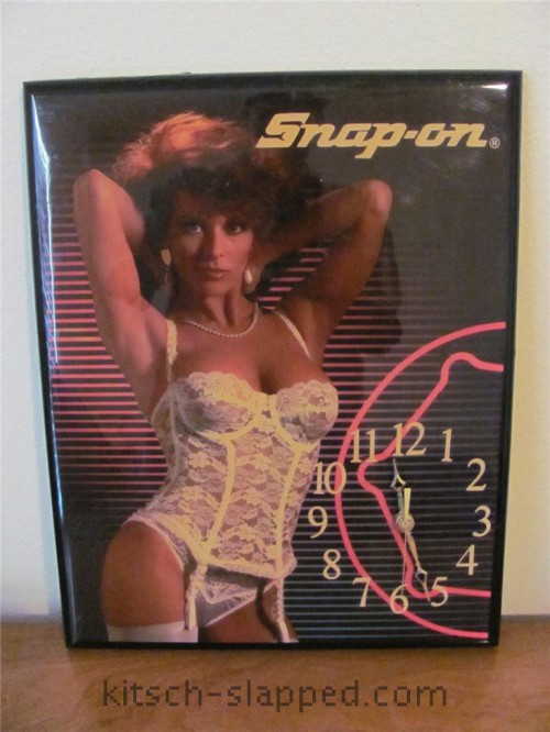 snap on tools clock featuring lingerie lady
