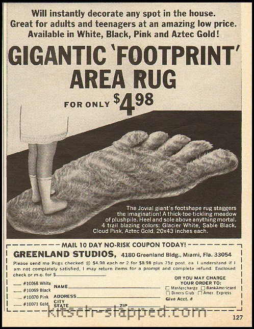 vintage footprint rug ad