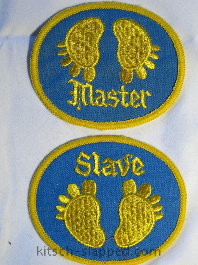 vintage retro master slave Sew on Cloth Patch Badges 1970's